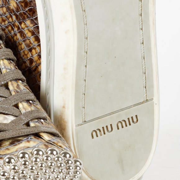 Miu Miu Snakeskin Print Low-Top Sneakers - Picture 5 of 12